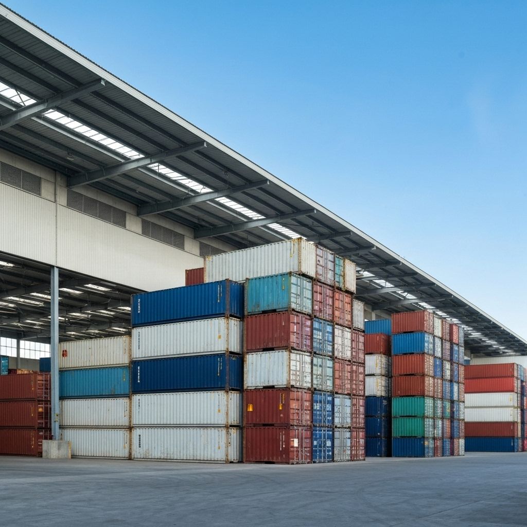 Modern warehouse with containers